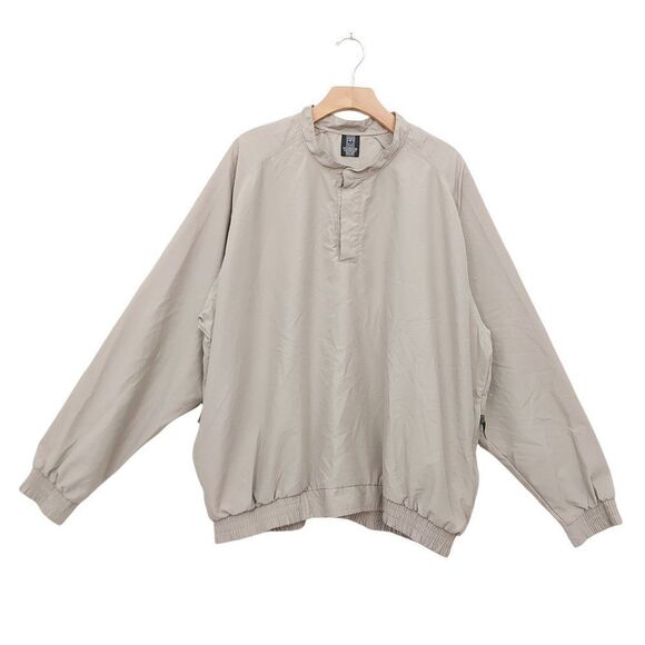 Nike Golf Pullover Jacket Mens XL Beige 1/4 Button Long Sleeve Performance - Picture 1 of 11